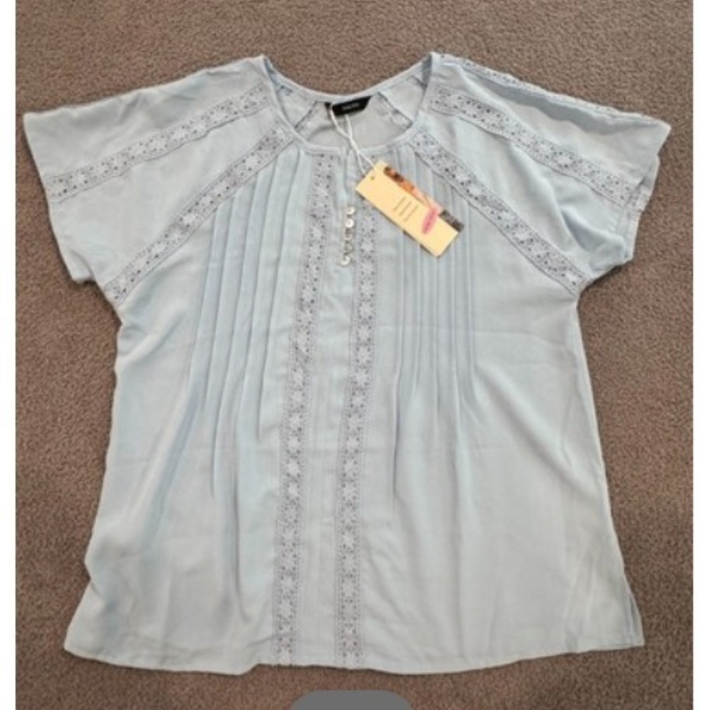Dokotoo Size M Lace Blouse Cottagecore Boho Romantic Short Sleeve Top NWT